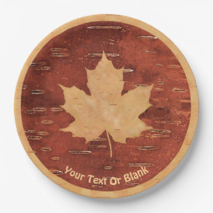 Maple Leaf on Inner Birch Bark Papieren Bordje