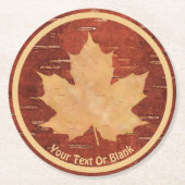 Maple Leaf on Inner Birch Bark Ronde Kartonnen Onderzetter (Voorkant)