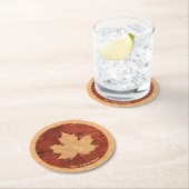 Maple Leaf on Inner Birch Bark Ronde Kartonnen Onderzetter (Insitu)