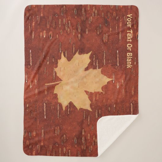 Maple Leaf on Inner Birch Bark Sherpa Deken (Voorkant)