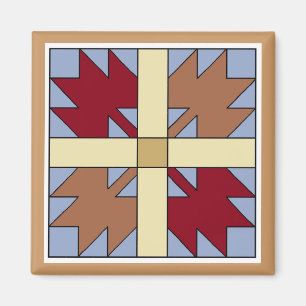 Maple Leaf Quilt Pattern Square Magnet Magneet