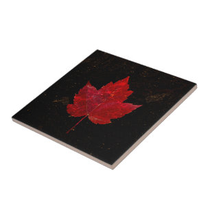 Maple Leaf Red Black Gold Country Herfst Texture Tegeltje