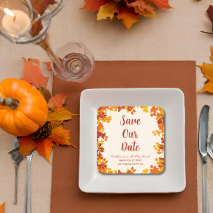 Maple Leaf Sinaasappel Terracotta Autumn Save the Vierkante Kartonnen Onderzetter