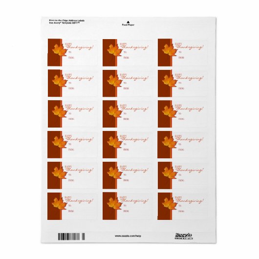 Maple Leaf Thanksgiving Gift Label Label (Full Sheet)