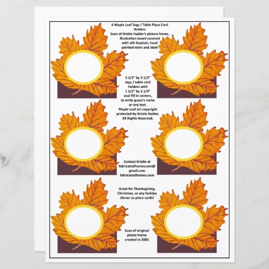 Maple Leaf Thanksgiving Naam Tabel Plaats Kaarten (Voorkant / Achterkant)