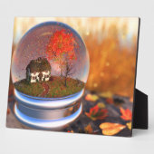 Maple Leaf Wereldbol Afbeelding Plaque Fotoplaat (Zijkant)