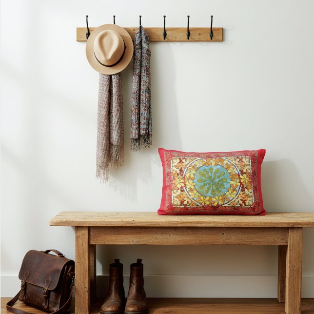 Maple Leaves Abstract Pattern Alphonse Mucha Accent Kussen (Creator heeft geüpload)