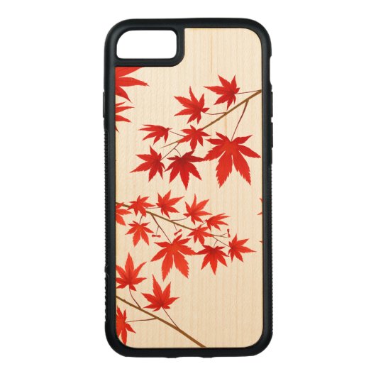 Maple Leaves Carved Wood iPhone Hoesje (Achterkant)