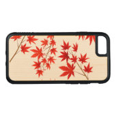 Maple Leaves Carved Wood iPhone Hoesje (Achterkant (horizontaal))
