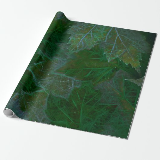 Maple Leaves Green Neon Summer Cadeaupapier (Uitgerold)