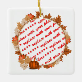 Maple Leaves met Pumpkin Photo Lijst Keramisch Ornament