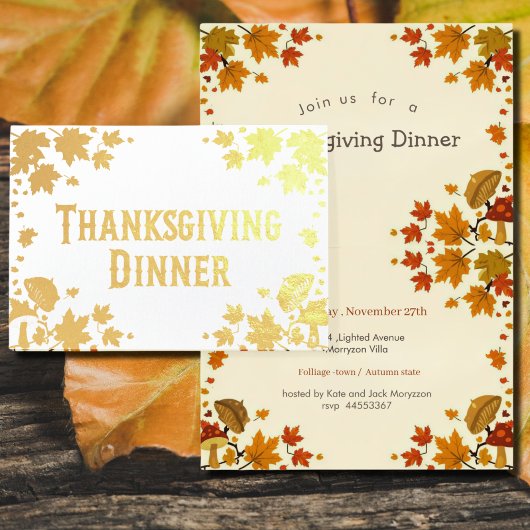 maple leaves& musrooms - Thanksgiving invitation