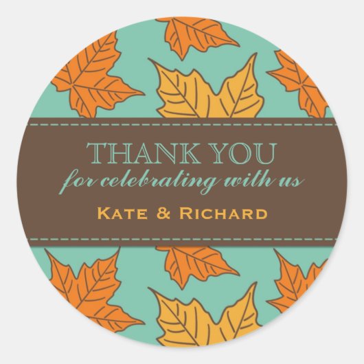 Maple Leaves Pattern Wedding Favor Stickers (Voorkant)