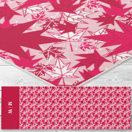 Maple Leaves-Red op een roze achtergrond Yogamat