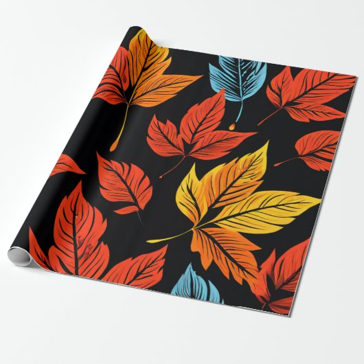Maple Magic: Autumn Leaf Design Cadeaupapier (Uitgerold)