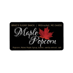 Maple Popcorn Zwart Productlabel Ingrediënten Blad Etiket