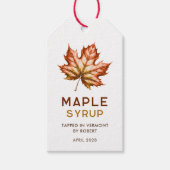 Maple siroop zelfgemaakt recept met bladeren cadeaulabel (Voorkant)