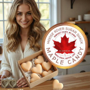 Maple Snoep Copper Border Red Sugar Maple Leaf Ronde Sticker