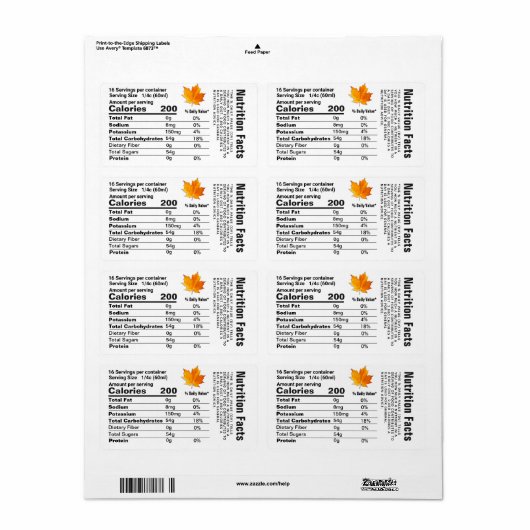 Maple stroop blad voeding feiten verzendlabel (Full Sheet)