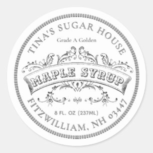 Maple stroop ouderwets scroll wit label