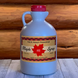 Maple stroop rode buffel controleren blad kraftpap rechthoekige sticker