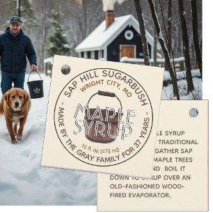 Maple stroop SAP emmer bewerkbaar product Label