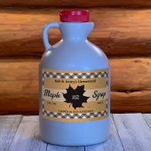 Maple stroop zwart buffel check blad kraft papier rechthoekige sticker