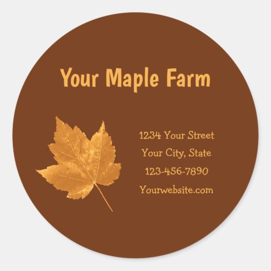 Maple Syrup Boerderij Amber Yellow Brown country R Ronde Sticker (Voorkant)