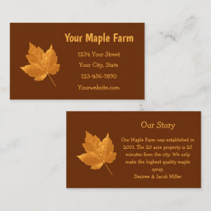 Maple Syrup Boerderij Amber Yellow Brown country R Visitekaartje