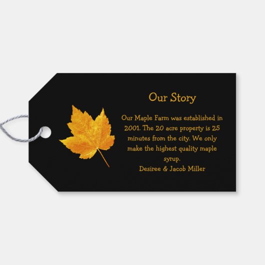 Maple Syrup Boerderij Gold Yellow Black Land Rusti Cadeaulabel (Achterkant Horizontaal)