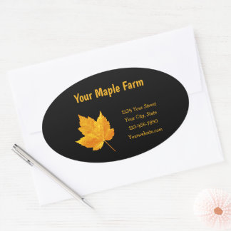 Maple Syrup Boerderij Gold Yellow Black Rustisch l Ovale Sticker