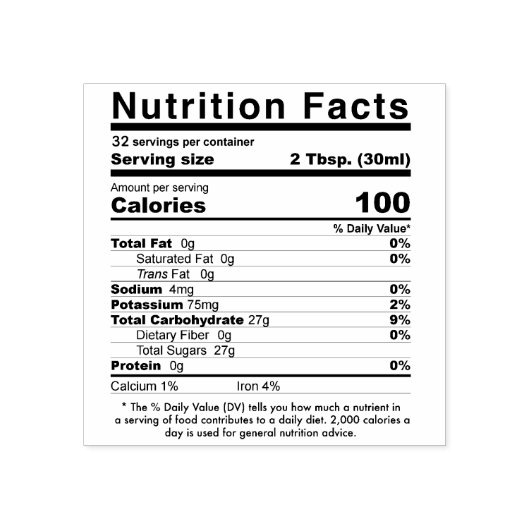 Maple Syrup Editable Nutrition Facts Stamp 2020-21 Rubberstempel (Afrduk)