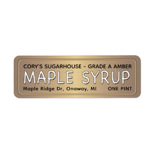 MAPLE SYRUP ÉTIQUETTE Or métallique avec bordure