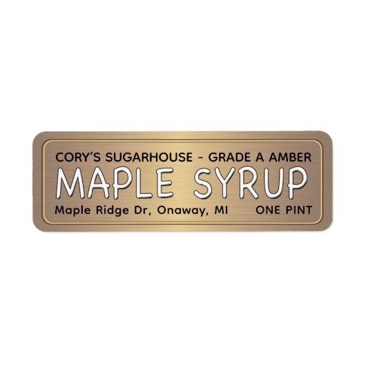 MAPLE SYRUP ÉTIQUETTE Or métallique avec bordure (Devant)