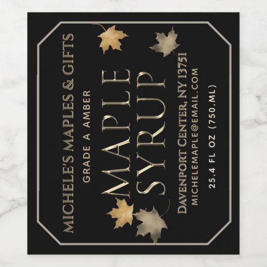 Maple Syrup Gold en Black Label (3,5" x 4") Wijn Etiket (Enkel label)