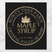 Maple Syrup Gold en Black Maple Leaf Label Wijn Etiket (Enkel label)