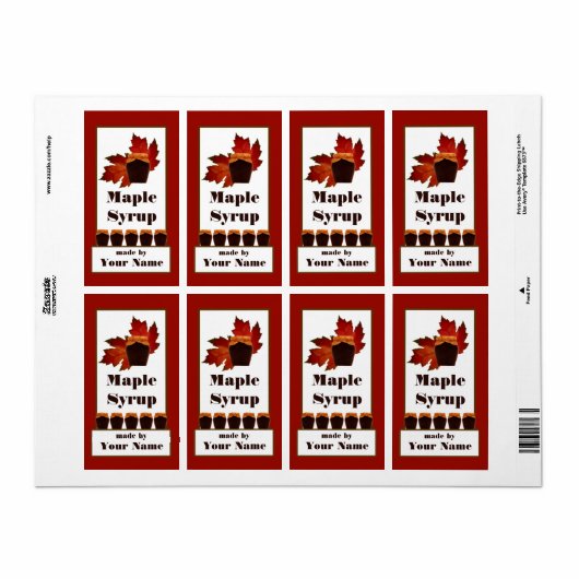 Maple Syrup Jar Label (Full Sheet)