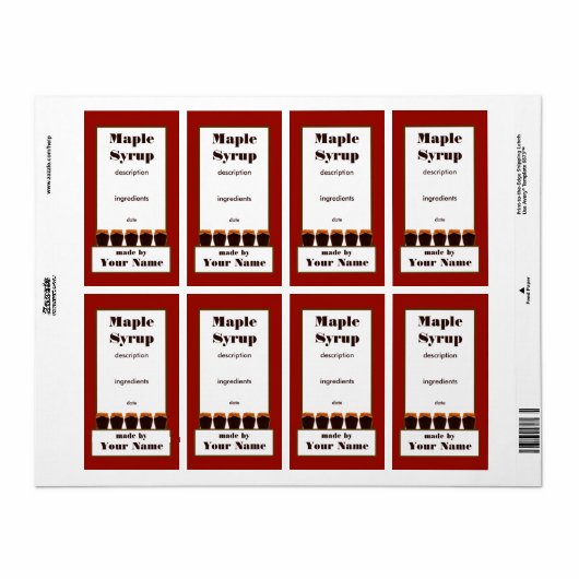 Maple Syrup Jar Label 2 (Full Sheet)