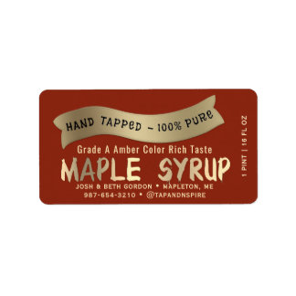 Maple Syrup Jar Tag with Metallic Gold Drip Font  Etiket