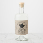 Maple Syrup Kraft Jar Label met zwart blad Likeurfles Etiket (Voorkant)
