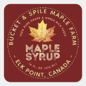 Maple Syrup Label Autumn Maple Leaf Gold Text (Voorkant)