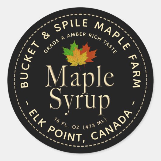 Maple Syrup Label Kleurrijke mantel laat gouden te (Voorkant)