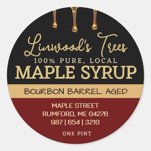 Maple Syrup Label met Drives op zwart en rood (Voorkant)