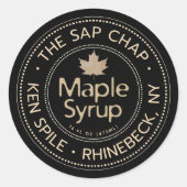 Maple Syrup Label met Maple Leaf op zwart (Voorkant)