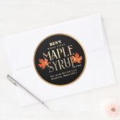 Maple Syrup Label Zwart en Goud met Oranje Leaf (Envelop)