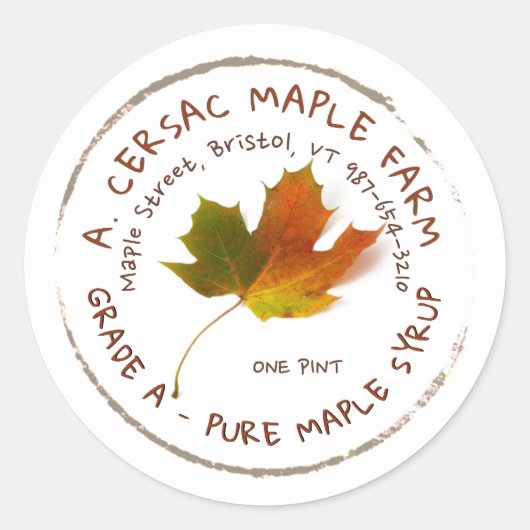 Maple Syrup Maple Leaf Rustic Editable Label (Voorkant)