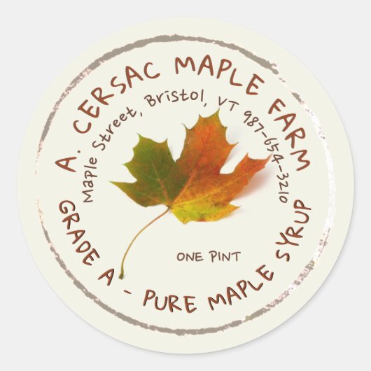 Maple Syrup Maple Leaf Rustic Editable Label (Voorkant)