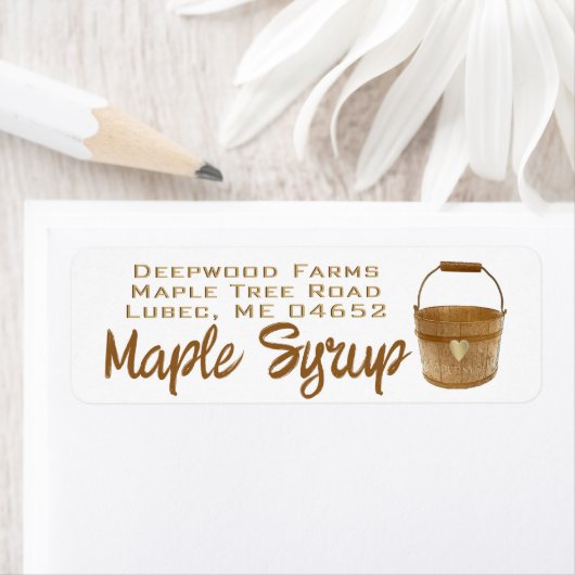 Maple Syrup met Sap Bucket plastic etiket (Insitu)