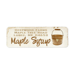 Maple Syrup met Sap Bucket plastic etiket