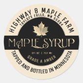 MAPLE SYRUP NOM D'ÉTAT ÉTIQUETTE IVORY & BLACK (Devant)